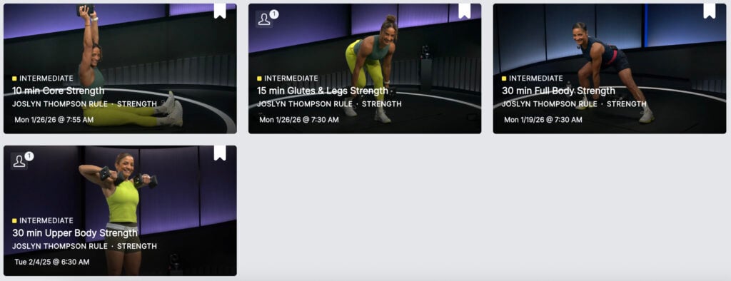 Classes included in the January 2026 installment of Joslyn's unofficial strength program.